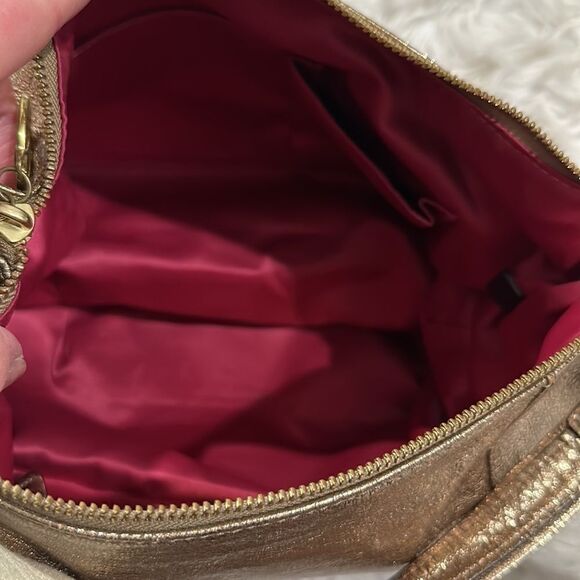 Coach Poppy Jazzy Metallic Gold 2 Way Crossbody And Shoulder Bag - Picture 10 of 16